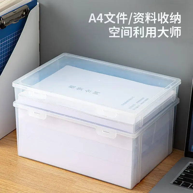 Large Clear Document Storage Box – Desktop Organizer for Files, Paper & Office Supplies