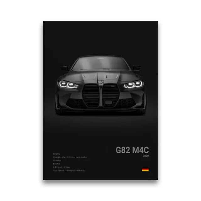 BMW M Series Canvas Wall Art – G80 M3, E30 M3 & Z8 Unframed Poster
