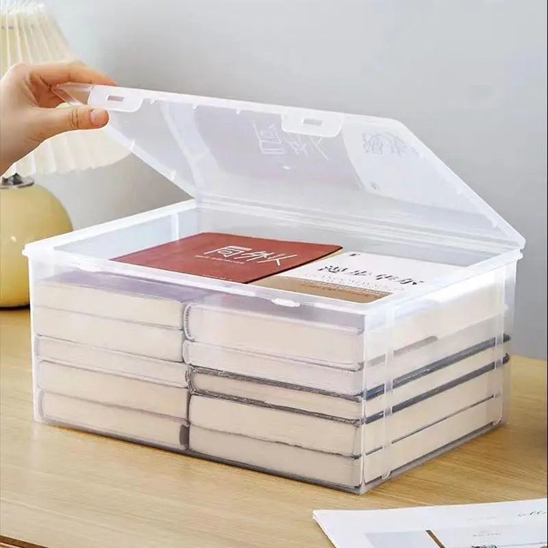 Large Clear Document Storage Box – Desktop Organizer for Files, Paper & Office Supplies