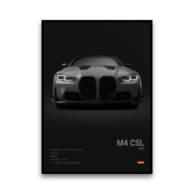 BMW M Series Canvas Wall Art – G80 M3, E30 M3 & Z8 Unframed Poster