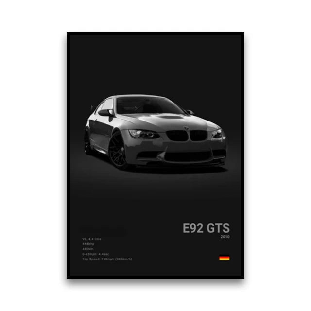 BMW M Series Canvas Wall Art – G80 M3, E30 M3 & Z8 Unframed Poster