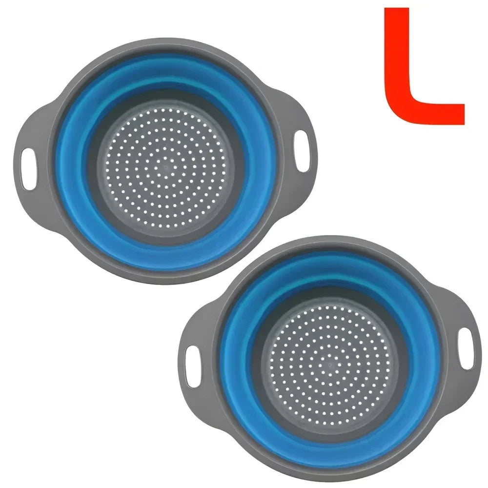 2-Piece Collapsible Silicone Colander Set – Foldable Strainers for Fruits, Vegetables & Pasta