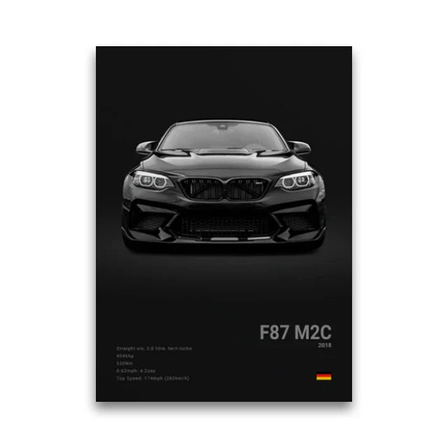 BMW M Series Canvas Wall Art – G80 M3, E30 M3 & Z8 Unframed Poster