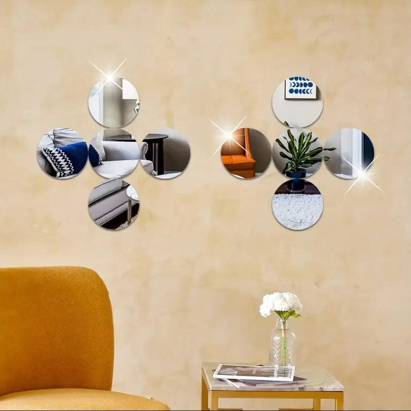 6-Pack Acrylic Round Mirror Set – Self-Adhesive Decorative Wall & Table Mirrors