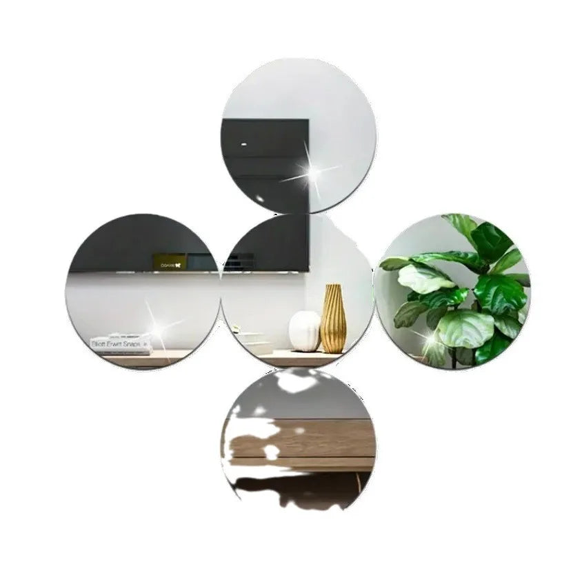 6-Pack Acrylic Round Mirror Set – Self-Adhesive Decorative Wall & Table Mirrors