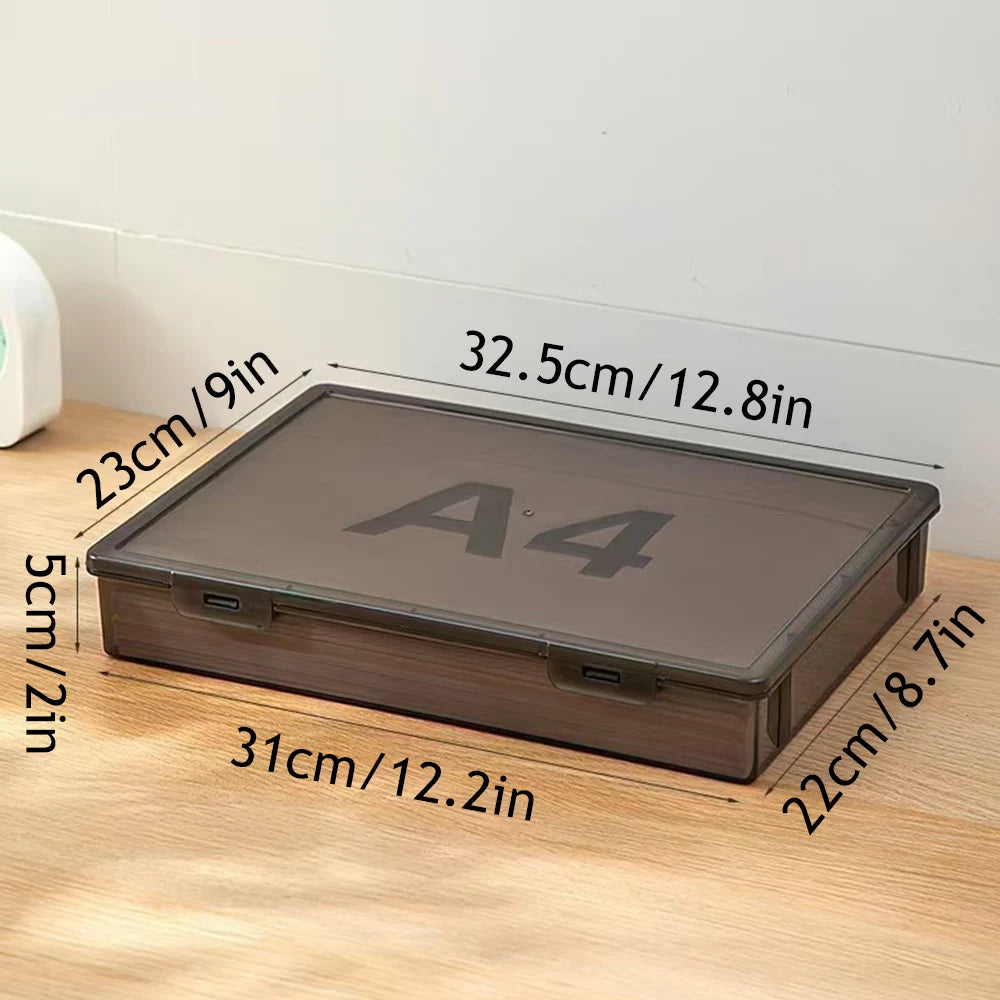 Large Clear Document Storage Box – Desktop Organizer for Files, Paper & Office Supplies