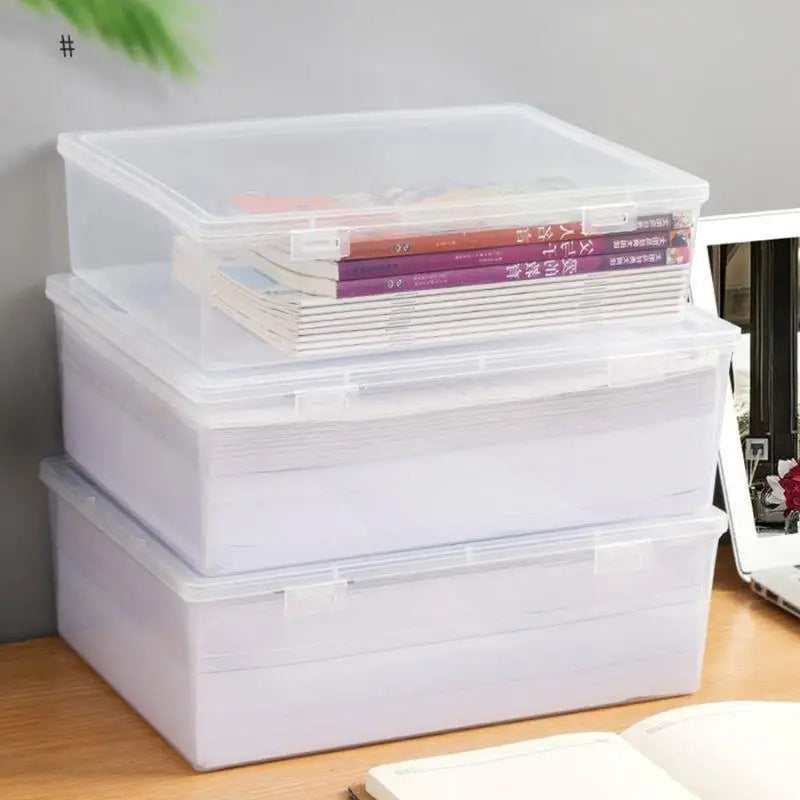 Large Clear Document Storage Box – Desktop Organizer for Files, Paper & Office Supplies