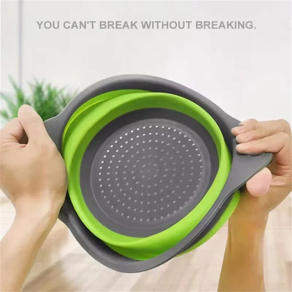 2-Piece Collapsible Silicone Colander Set – Foldable Strainers for Fruits, Vegetables & Pasta