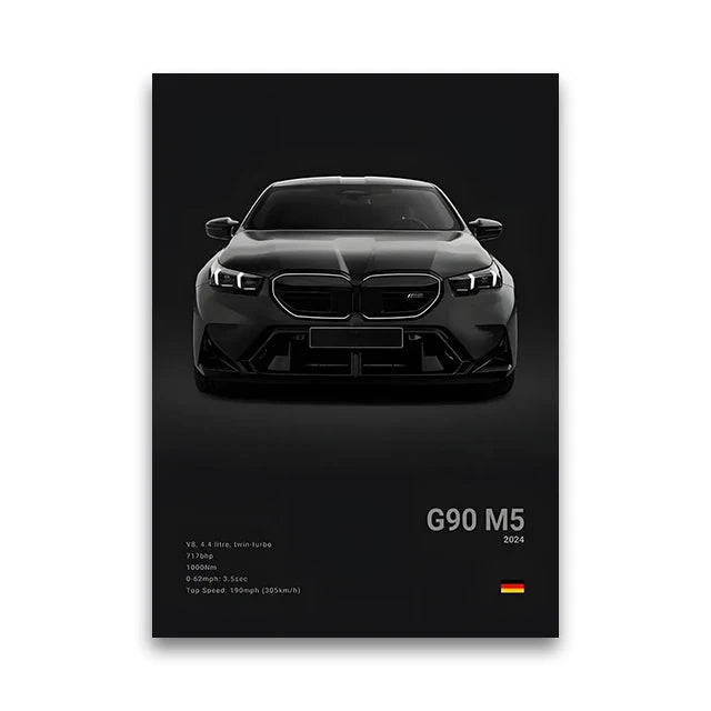 BMW M Series Canvas Wall Art – G80 M3, E30 M3 & Z8 Unframed Poster