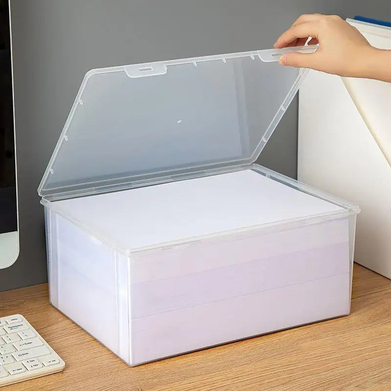 Large Clear Document Storage Box – Desktop Organizer for Files, Paper & Office Supplies