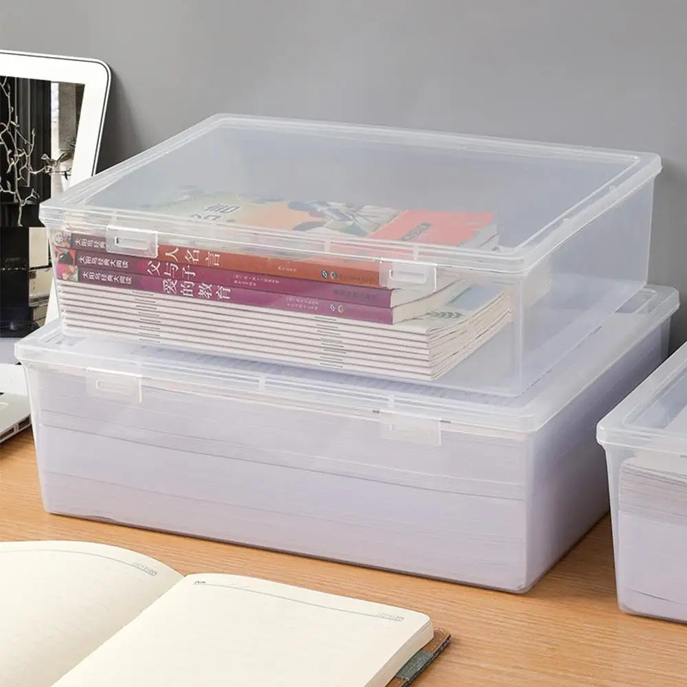 Large Clear Document Storage Box – Desktop Organizer for Files, Paper & Office Supplies
