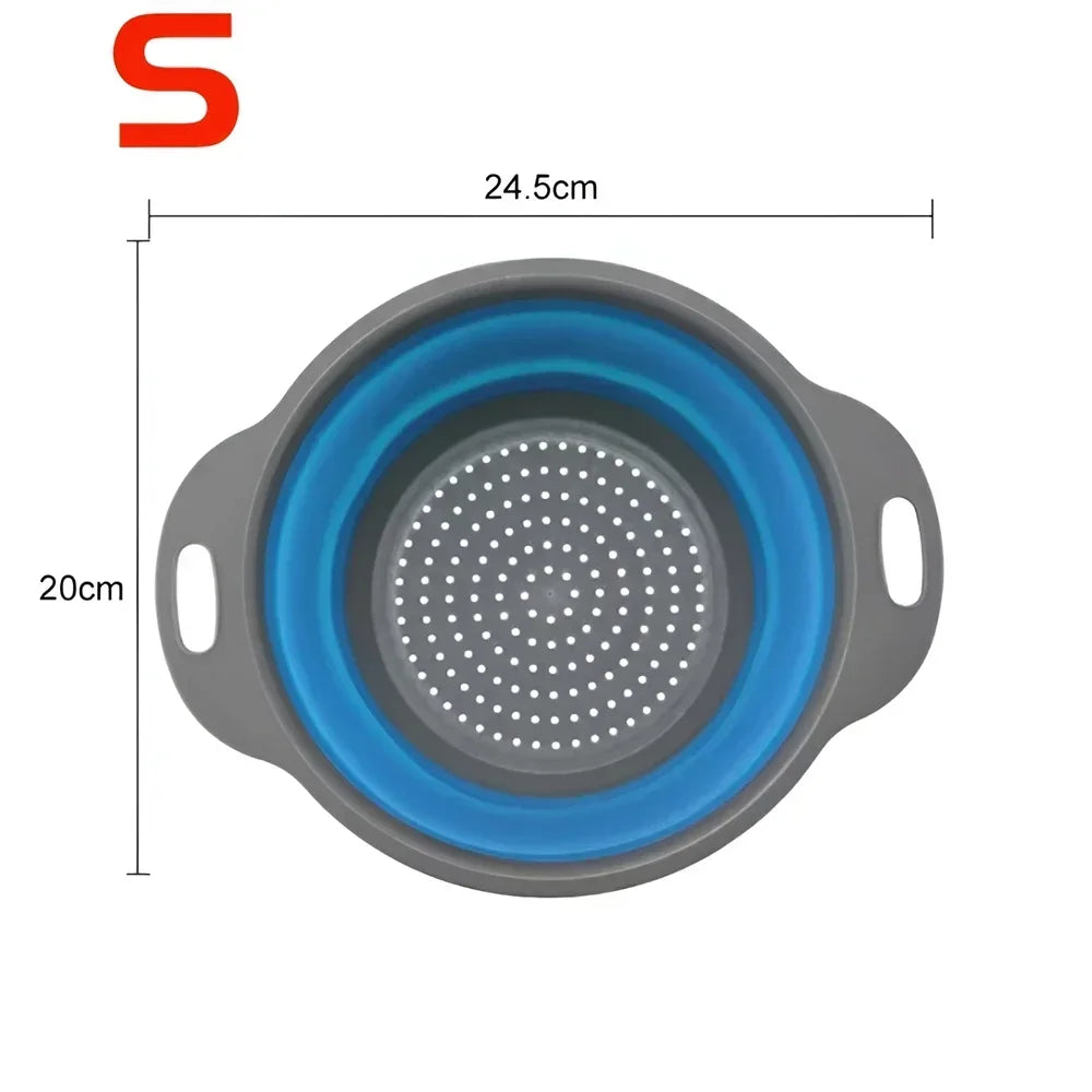 2-Piece Collapsible Silicone Colander Set – Foldable Strainers for Fruits, Vegetables & Pasta