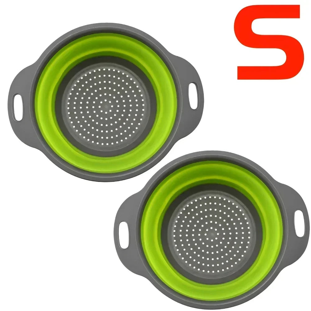 2-Piece Collapsible Silicone Colander Set – Foldable Strainers for Fruits, Vegetables & Pasta