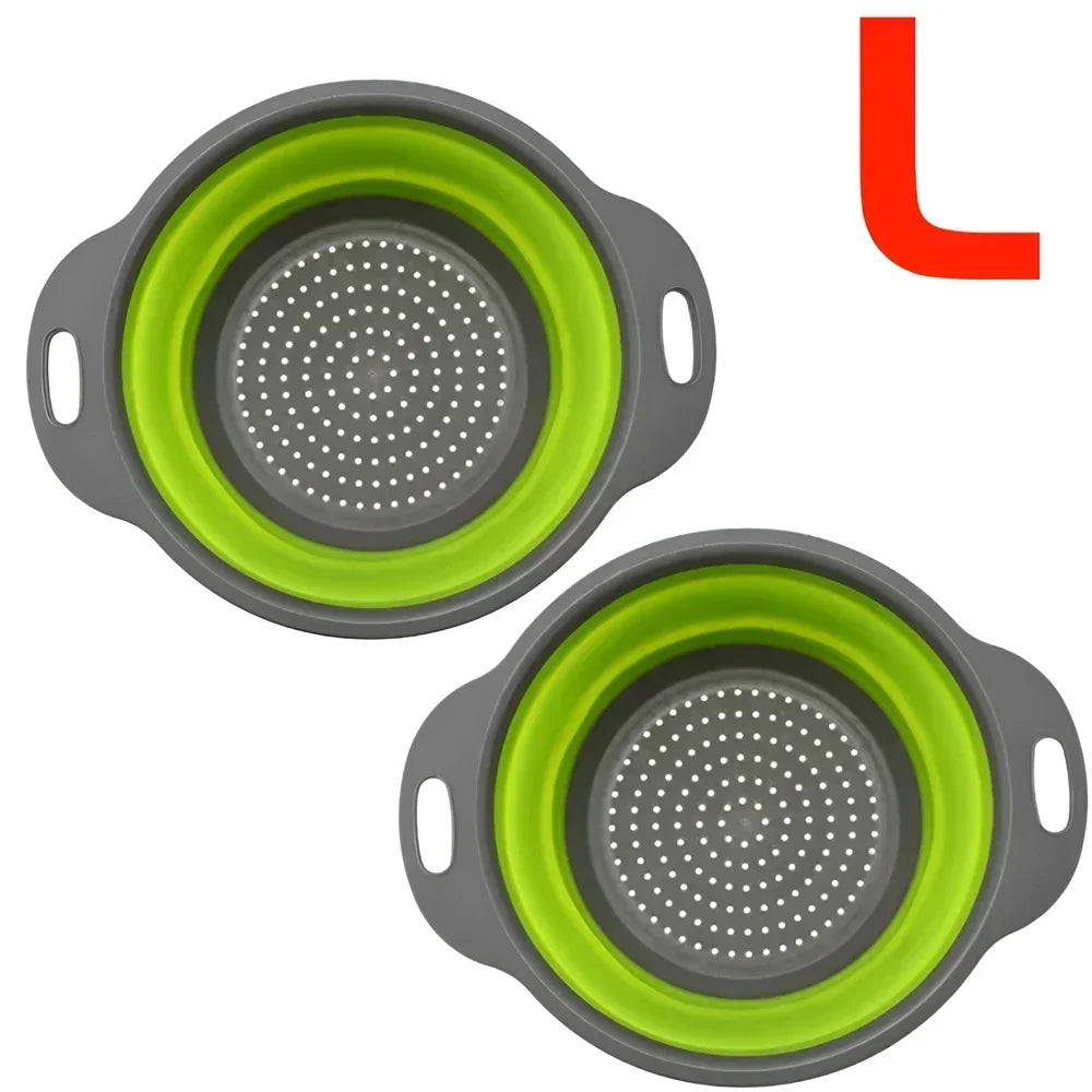 2-Piece Collapsible Silicone Colander Set – Foldable Strainers for Fruits, Vegetables & Pasta