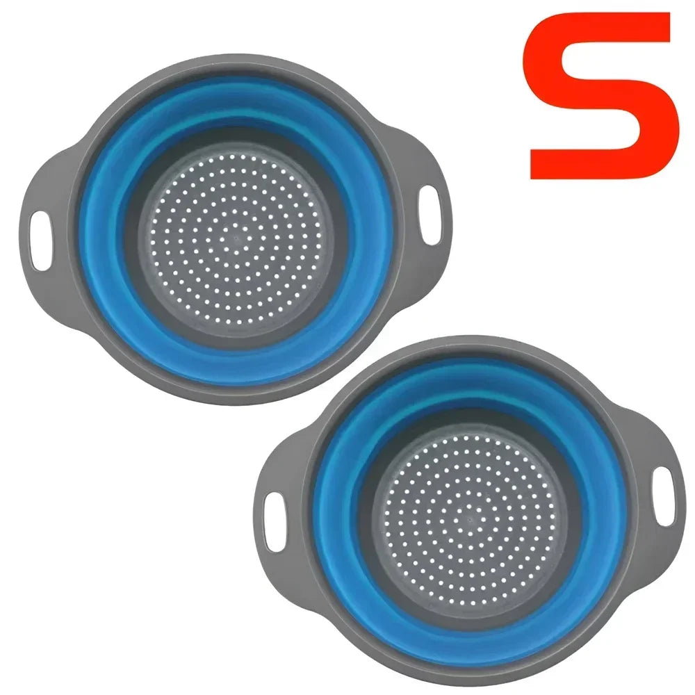 2-Piece Collapsible Silicone Colander Set – Foldable Strainers for Fruits, Vegetables & Pasta