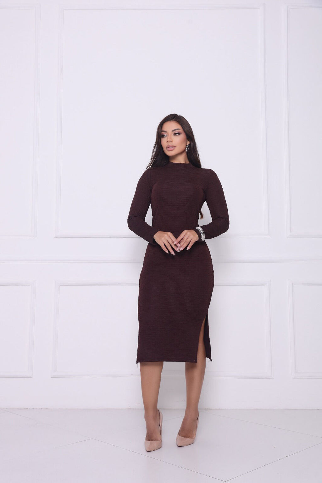 VESTIDO TEXTURIZADO GOLA ALTA
