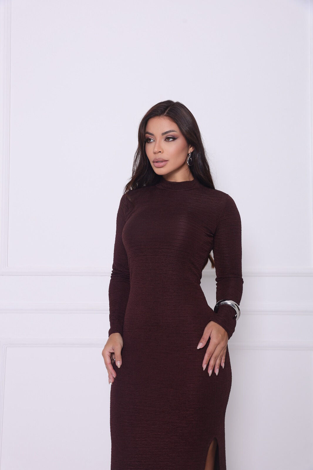 VESTIDO TEXTURIZADO GOLA ALTA