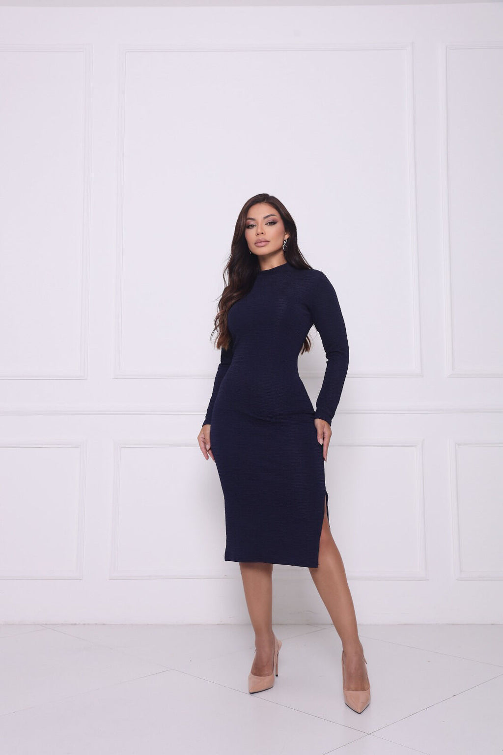 VESTIDO TEXTURIZADO GOLA ALTA
