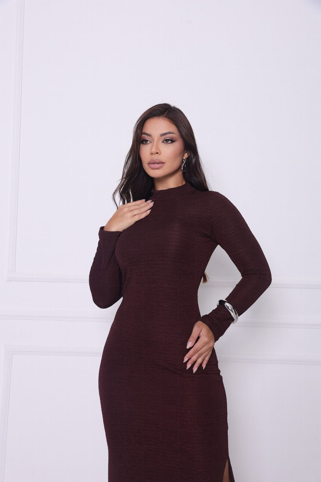 VESTIDO TEXTURIZADO GOLA ALTA